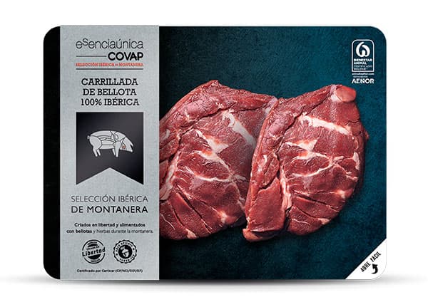 La Carrillada de Bellota 100 % Ibérica Esenciaúnica, pieza seleccionada procedente de la Montanera, momento único donde los cerdos de raza 100% Ibérica se alimentan de bellota.