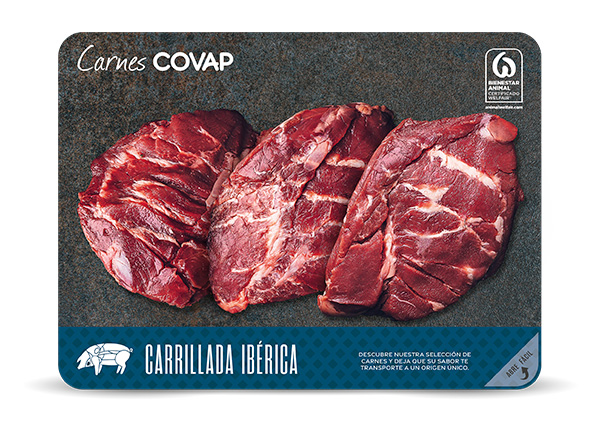 Carrillada Ibérica en formato Skin con tres piezas de cerdo ibérico con un sabor único y una textura suave.